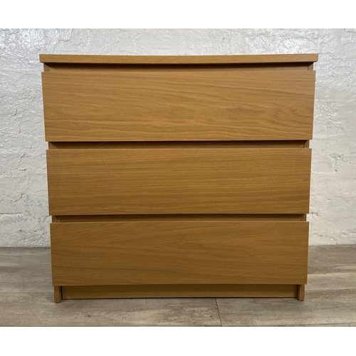 140 - An IKEA Malm oak effect chest of drawers - approx. 78cm high x 80.5cm wide x 48cm deep