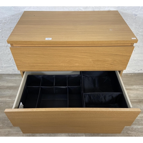 140 - An IKEA Malm oak effect chest of drawers - approx. 78cm high x 80.5cm wide x 48cm deep