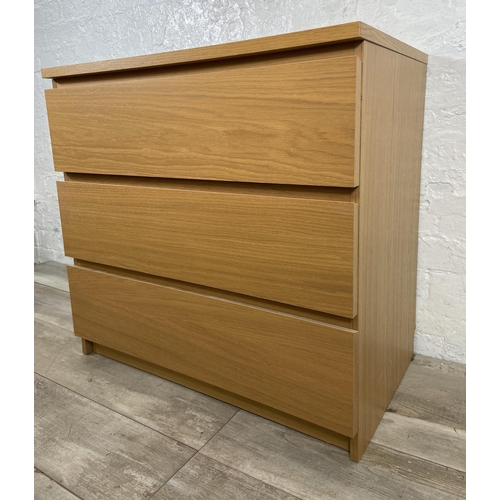 140 - An IKEA Malm oak effect chest of drawers - approx. 78cm high x 80.5cm wide x 48cm deep