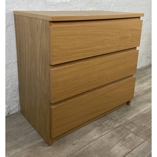 140 - An IKEA Malm oak effect chest of drawers - approx. 78cm high x 80.5cm wide x 48cm deep