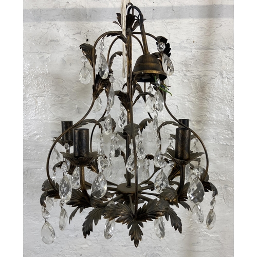 158A - A French style cast metal five branch chandelier