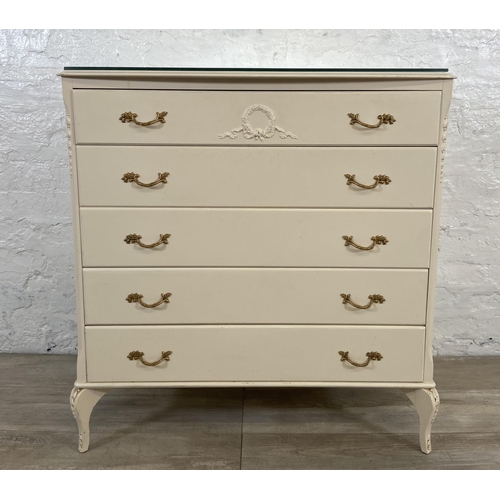 48 - A French Louis XV style white painted chest of drawers - approx. 83cm high x 78cm wide 47cm deep