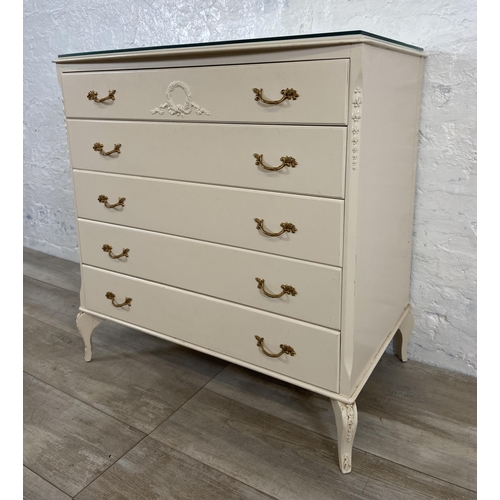 48 - A French Louis XV style white painted chest of drawers - approx. 83cm high x 78cm wide 47cm deep