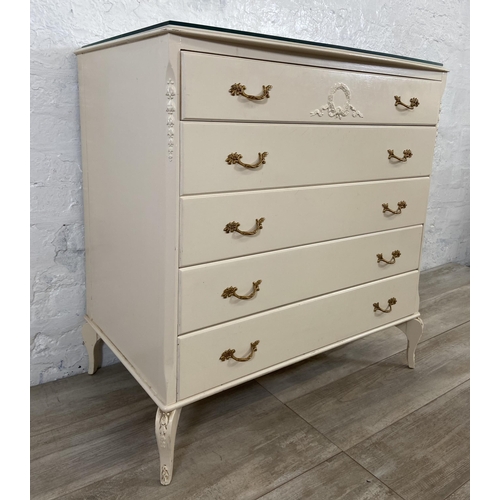 48 - A French Louis XV style white painted chest of drawers - approx. 83cm high x 78cm wide 47cm deep