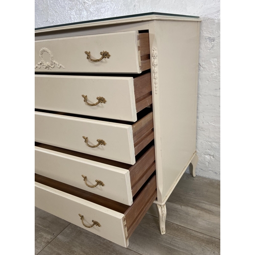 48 - A French Louis XV style white painted chest of drawers - approx. 83cm high x 78cm wide 47cm deep