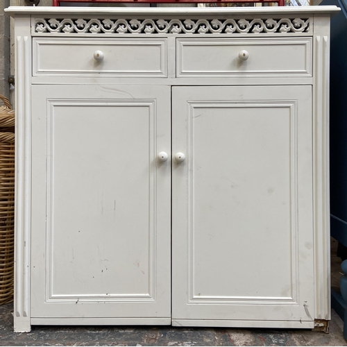 60 - A French style white painted sideboard - approx. 90cm x high 90cm wide x 39cm deep