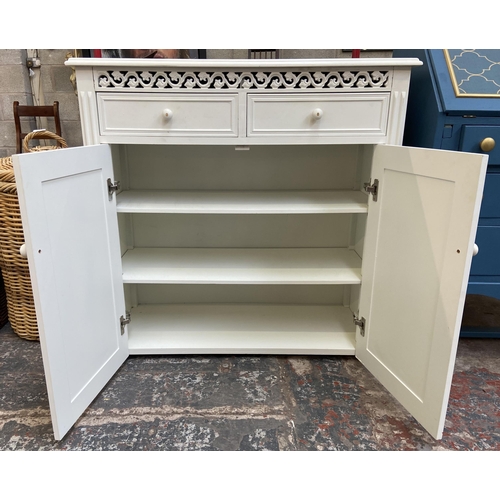 60 - A French style white painted sideboard - approx. 90cm x high 90cm wide x 39cm deep