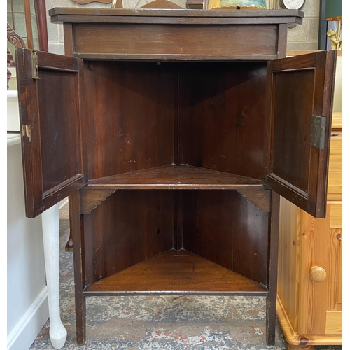 62 - Five pieces of furniture, pine bedside cabinet, Victorian Aesthetic Movement mahogany corner cabinet... 