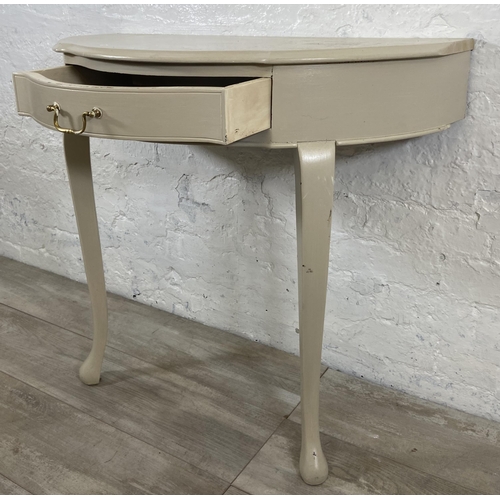 67 - A Georgian style painted demi lune console table - approx. 74cm high x 84cm wide x 42 cm deep