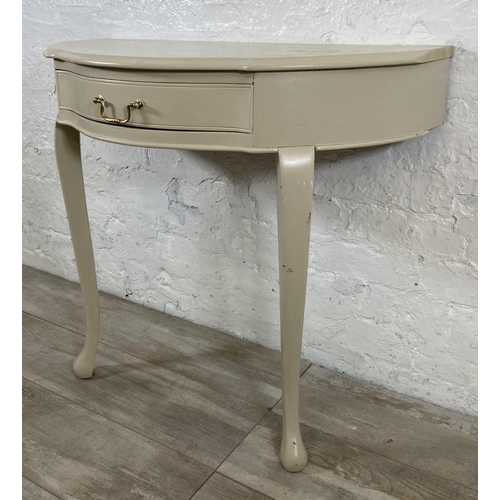 67 - A Georgian style painted demi lune console table - approx. 74cm high x 84cm wide x 42 cm deep