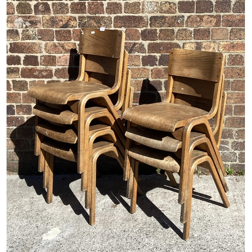 69 - Seven mid 20th century bentwood and plywood stacking chairs