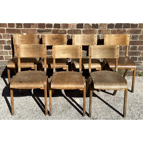 69 - Seven mid 20th century bentwood and plywood stacking chairs