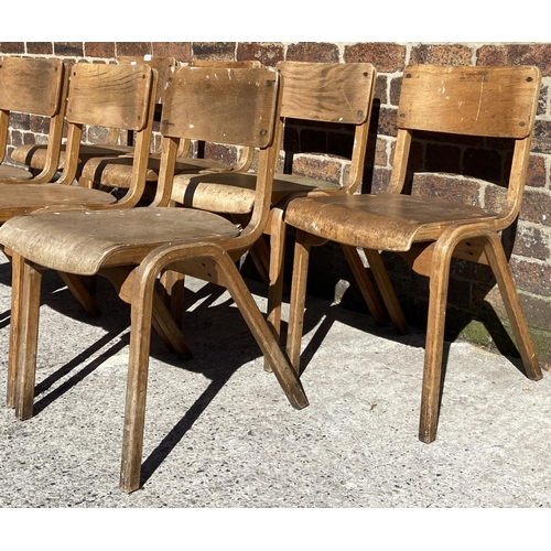 69 - Seven mid 20th century bentwood and plywood stacking chairs