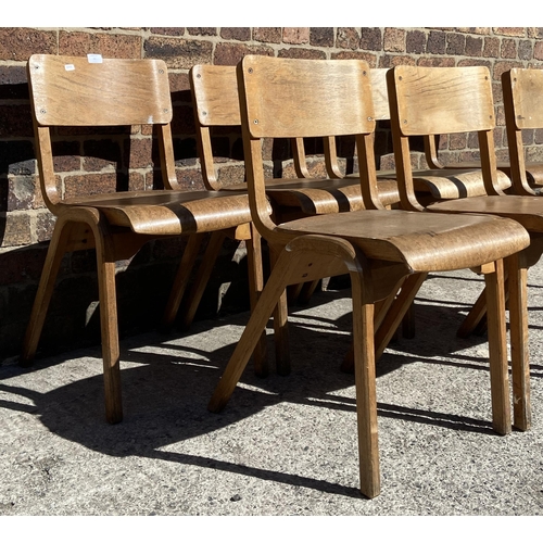 69 - Seven mid 20th century bentwood and plywood stacking chairs