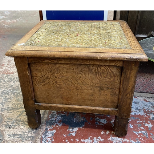 92 - Seven pieces of furniture to include Victorian style pine bedside cabinet, early 20th century carved... 