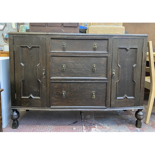 92 - Seven pieces of furniture to include Victorian style pine bedside cabinet, early 20th century carved... 