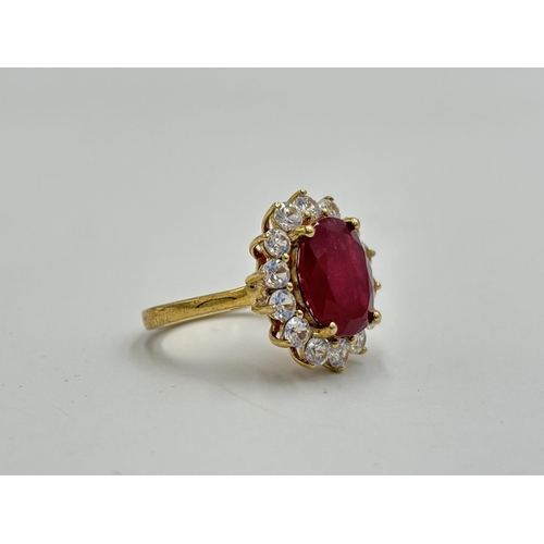 2116 - Five .925 silver gemstone set rings to include ruby, CZ etc. - approx. gross weight 20g