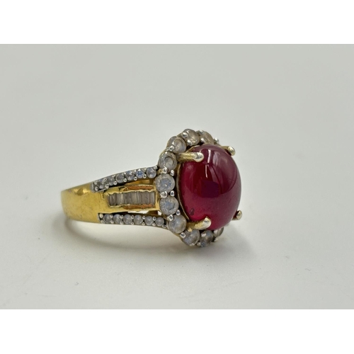 2116 - Five .925 silver gemstone set rings to include ruby, CZ etc. - approx. gross weight 20g