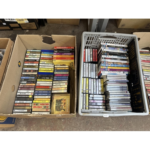 1112 - Six boxes containing LP vinyl records, CDs, DVDs etc.