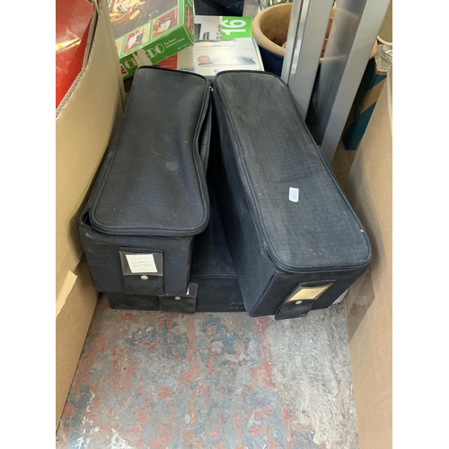 1130 - A large quantity of house clearance items to include books, Halfords cool box, ceramics, glassware e... 