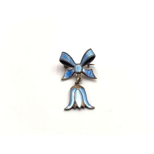 2144 - A Norwegian Andresen & Scheinpflug .925 silver and blue enamel floral brooch - approx. gross weight ... 