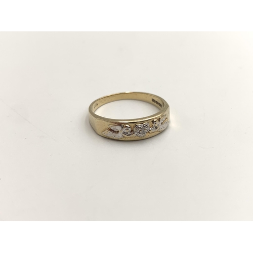 2156 - A hallmarked 9ct gold diamond set guardian angel ring with inscription, size T - approx. gross weigh... 