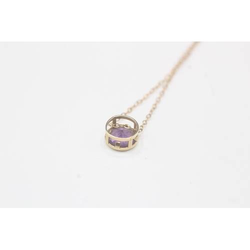 2016 - A 9ct gold amethyst single stone pendant necklace - approx. gross weight 0.8g