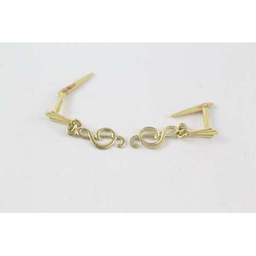 2072 - A pair of 9ct gold music note drop earrings - approx. gross weight 0.3g