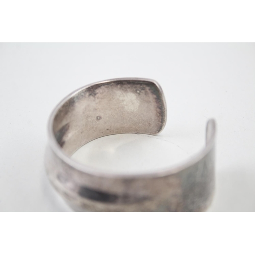 2085 - A Minimalist hallmarked Sheffield silver wide cuff bangle, dated 1994 - approx. gross weight 83g