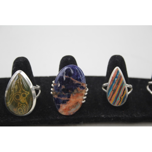 2087 - Five .925 silver gemstone rings - approx. gross weight 37g