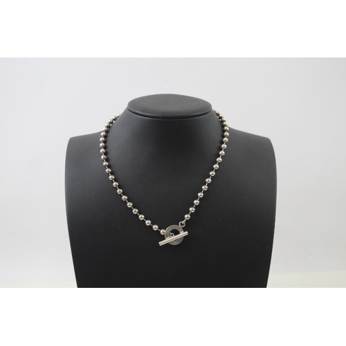 2093 - A Gucci .925 silver ball link necklace with T bar - approx. gross weight 27g