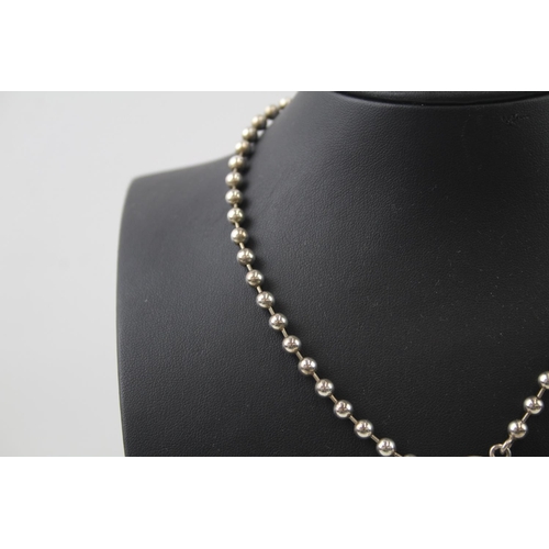 2093 - A Gucci .925 silver ball link necklace with T bar - approx. gross weight 27g