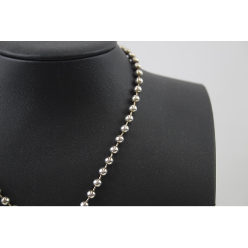 2093 - A Gucci .925 silver ball link necklace with T bar - approx. gross weight 27g