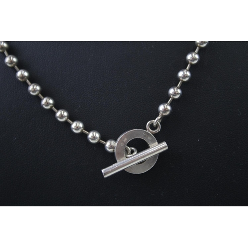 2093 - A Gucci .925 silver ball link necklace with T bar - approx. gross weight 27g