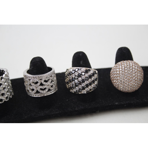 2115 - Five .925 silver CZ rings - approx. gross weight 52g