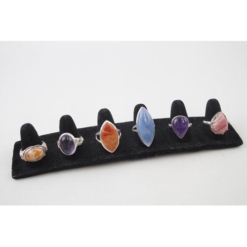 2117 - Six sterling silver gemstone rings