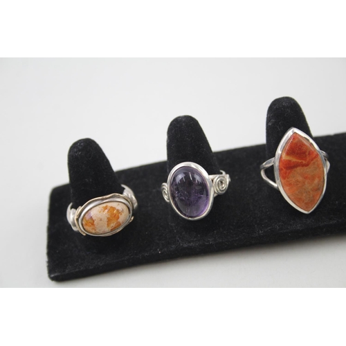 2117 - Six sterling silver gemstone rings