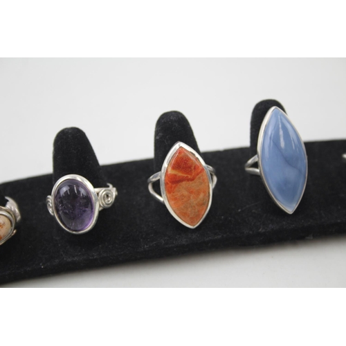 2117 - Six sterling silver gemstone rings