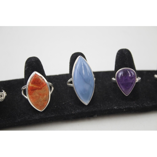 2117 - Six sterling silver gemstone rings