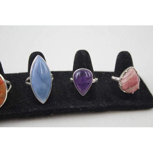 2117 - Six sterling silver gemstone rings