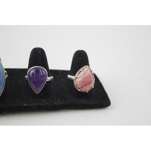 2117 - Six sterling silver gemstone rings