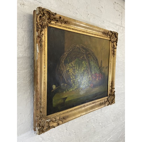 287 - A 19th century gilt framed fruit still life oil on canvas signed Albert F. King - approx. 82cm high ... 