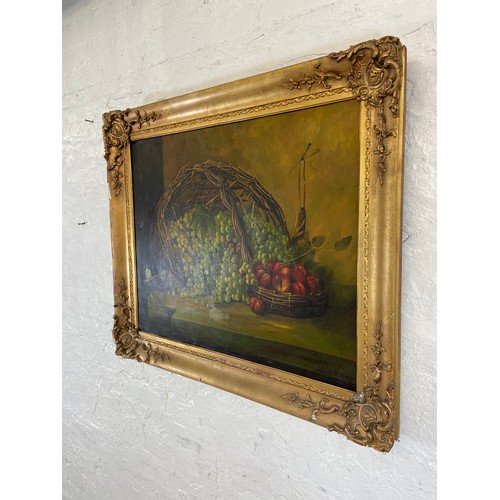 287 - A 19th century gilt framed fruit still life oil on canvas signed Albert F. King - approx. 82cm high ... 