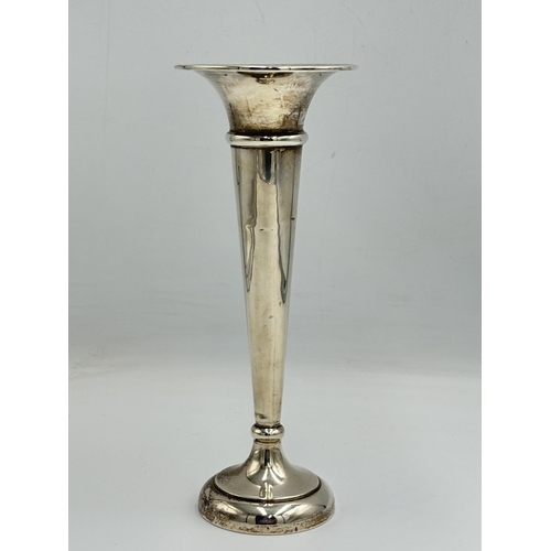 2199 - A hallmarked Birmingham silver weighted bud vase, dated 1949 - approx. gross weight 114g and 18cm hi... 