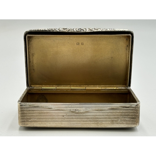 2207 - A Henry Hodson Plante hallmarked Birmingham silver snuff box, dated 1949 - approx. gross weight 90g