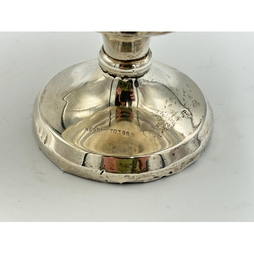 2223 - A hallmarked Birmingham silver weighted circular pedestal bon bon dish - approx. gross weight 78g