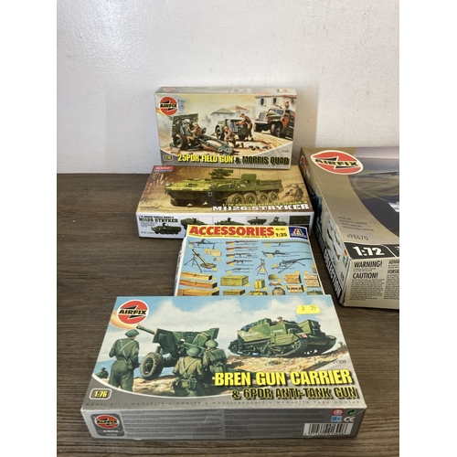 429 - A large collection of model kits to include Airfix RAF Emergency set, Airfix 25PDR Field Gun & Morri... 