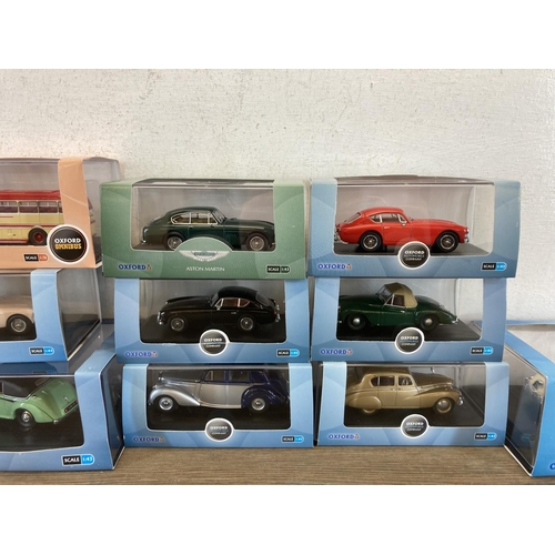 440 - Thirteen boxed Oxford diecast model vehicles to include Green Armstrong Siddeley Hurricane, Jaguar M... 