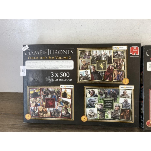 459 - Three Game of Thrones items, one The Complete Season 1-6 DVD box set, one Jumbo Jigsaw Collector's B... 