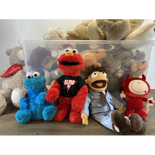 461 - A large collection of soft toys to include Hasbro Sesame Street Cookie Monster - model no. 32451, Ha... 